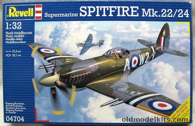 Revell 1/32 Spitfire Mk22 / Mk24  - RAF Ta Kai Malta 1948 / No. 613 City of Manchester Aux  AF Ringway 1949 / No. 80 Sq RAF Kai Tak Hong Kong 1951, 04704 plastic model kit